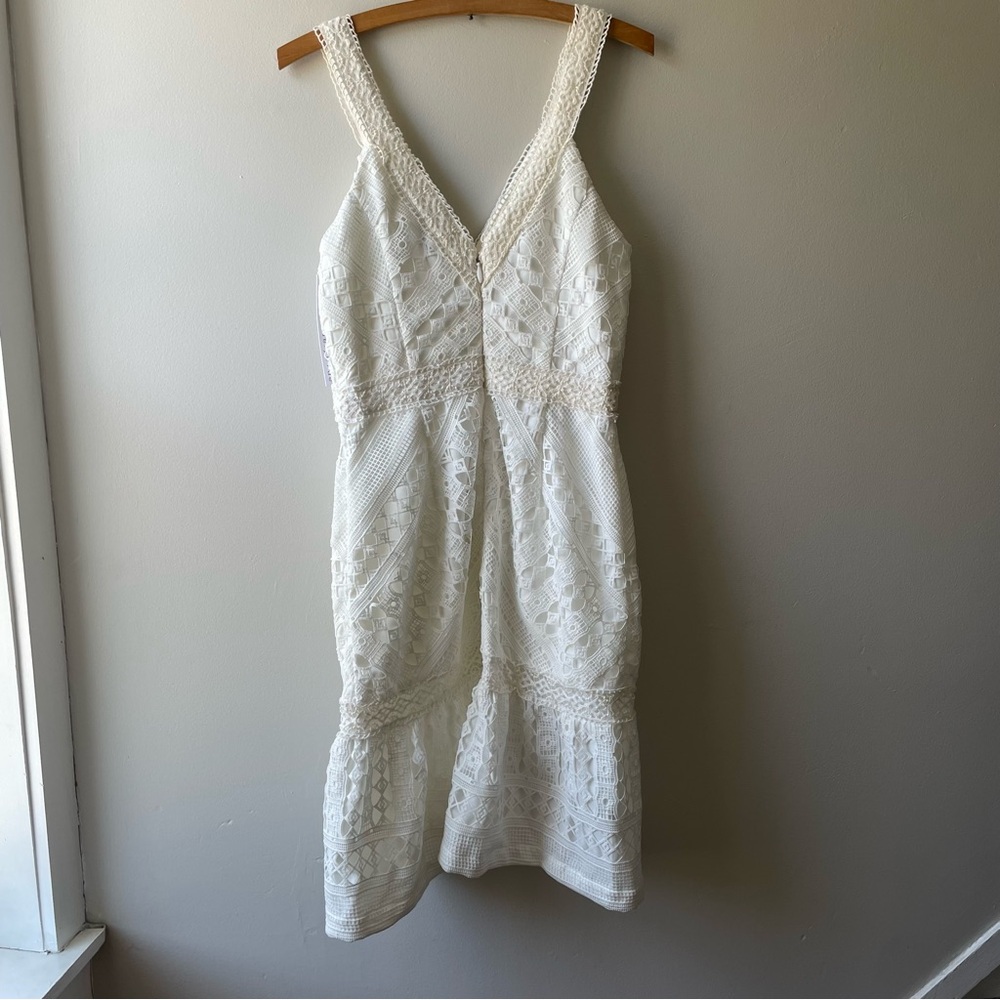 Adelyn Rae Ivory Lace Midi Dress Small